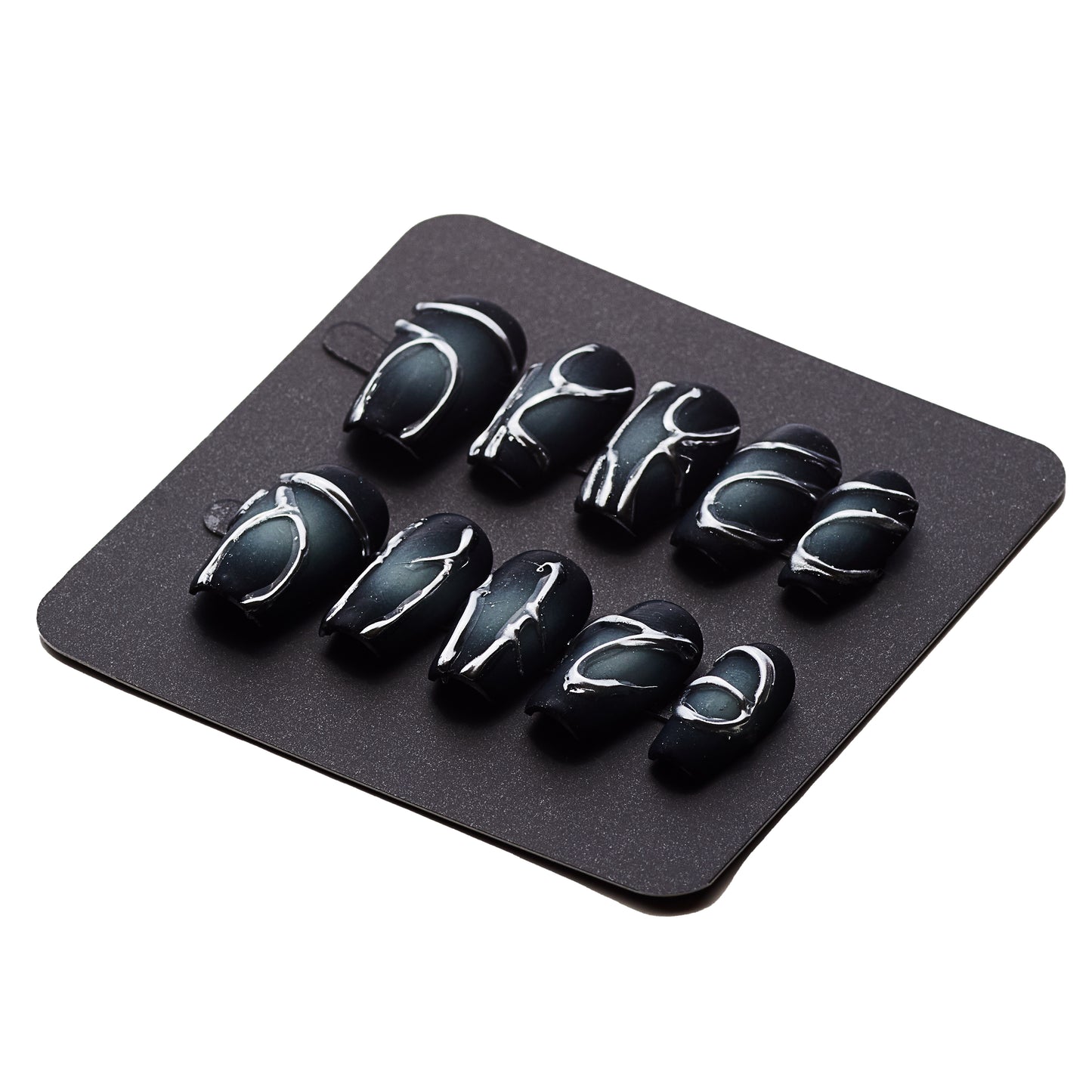 Chrome Onyx reusable press on nails