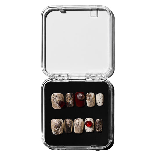 Scarlet Snake  Red Reusable Press on Nails