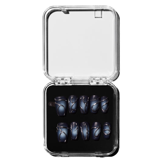 Chrome Onyx reusable press on nails