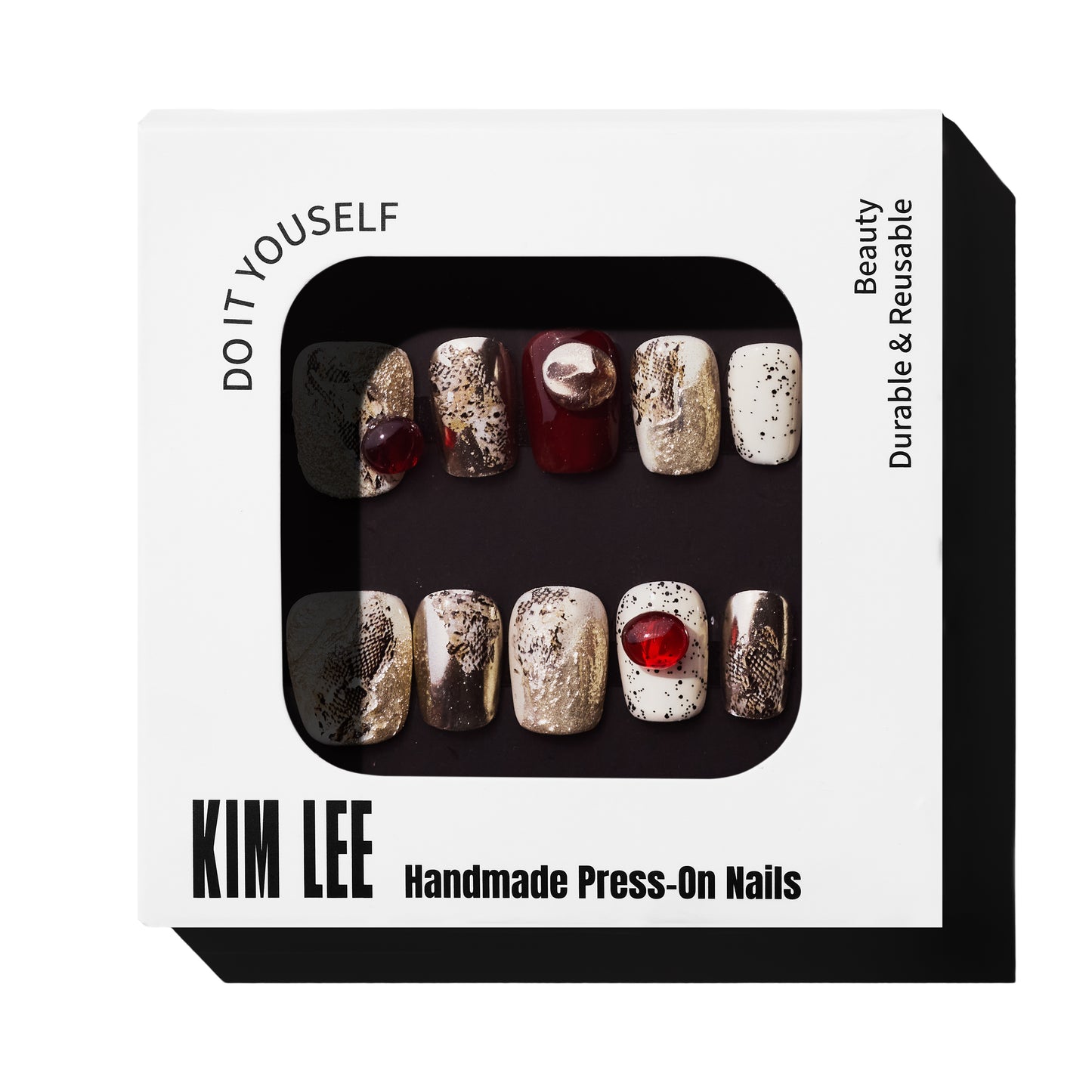 Scarlet Snake  Red Reusable Press on Nails